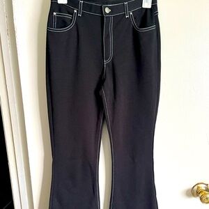 Y2K Limited Too Black Flare Pants with White Stitching